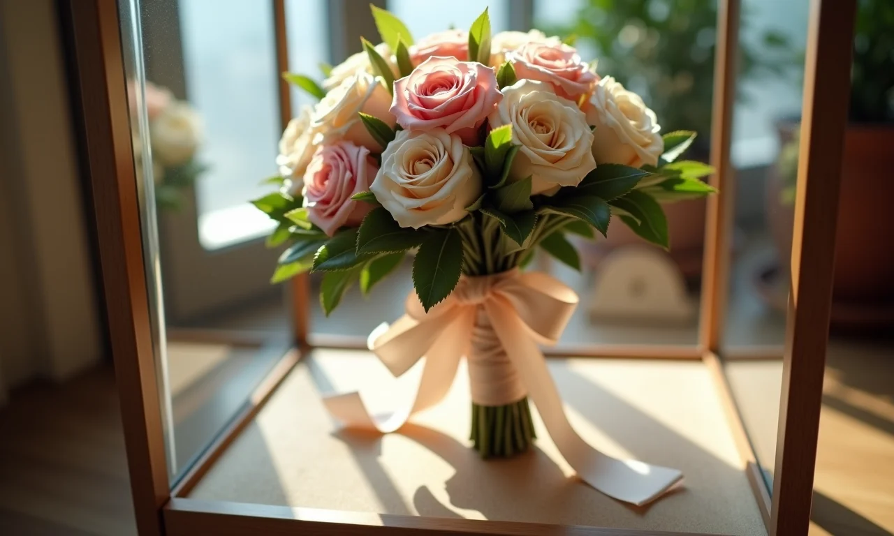 Laço do buquê conservado após o casamento.