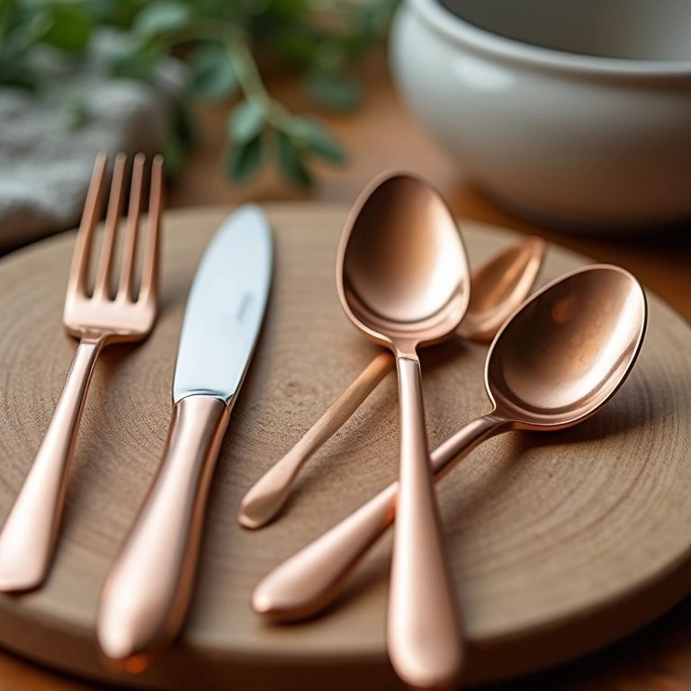 Lembrete para polir talheres de cobre para manter o brilho e evitar manchas.