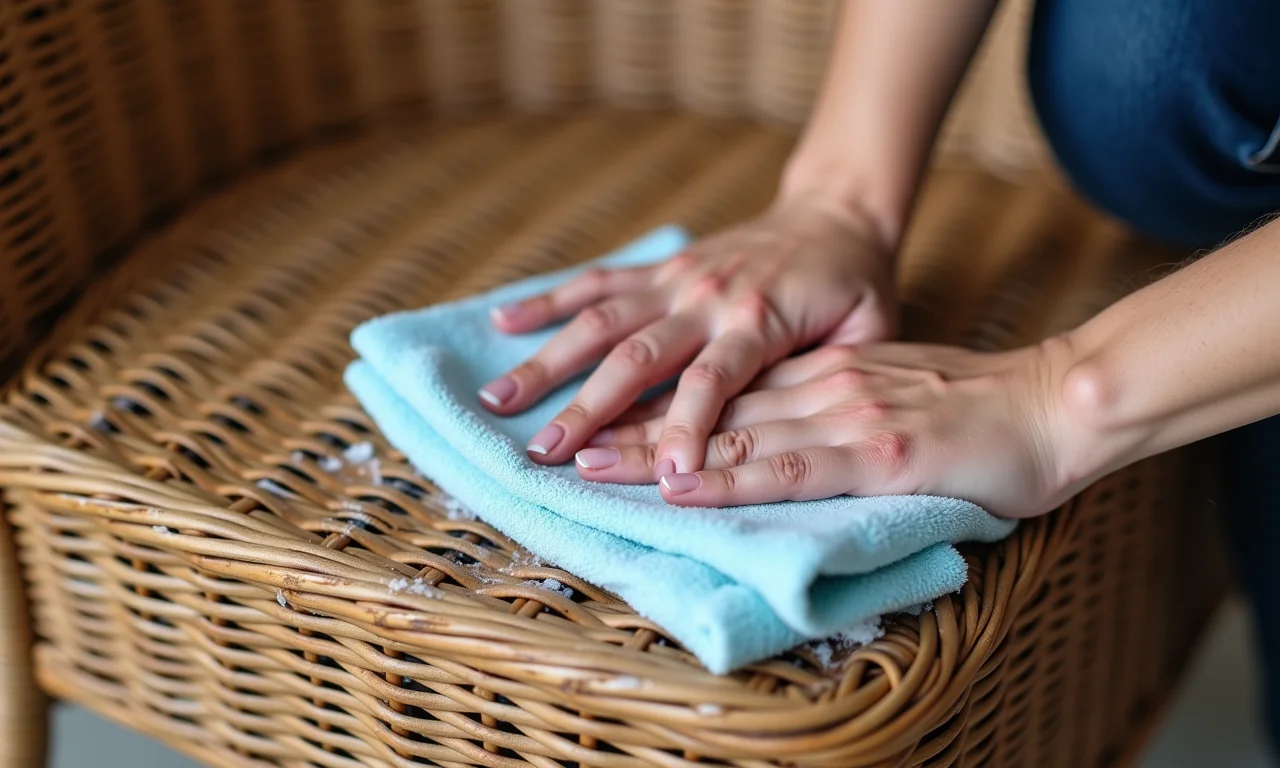 Limpeza de móveis de vime encardidos.