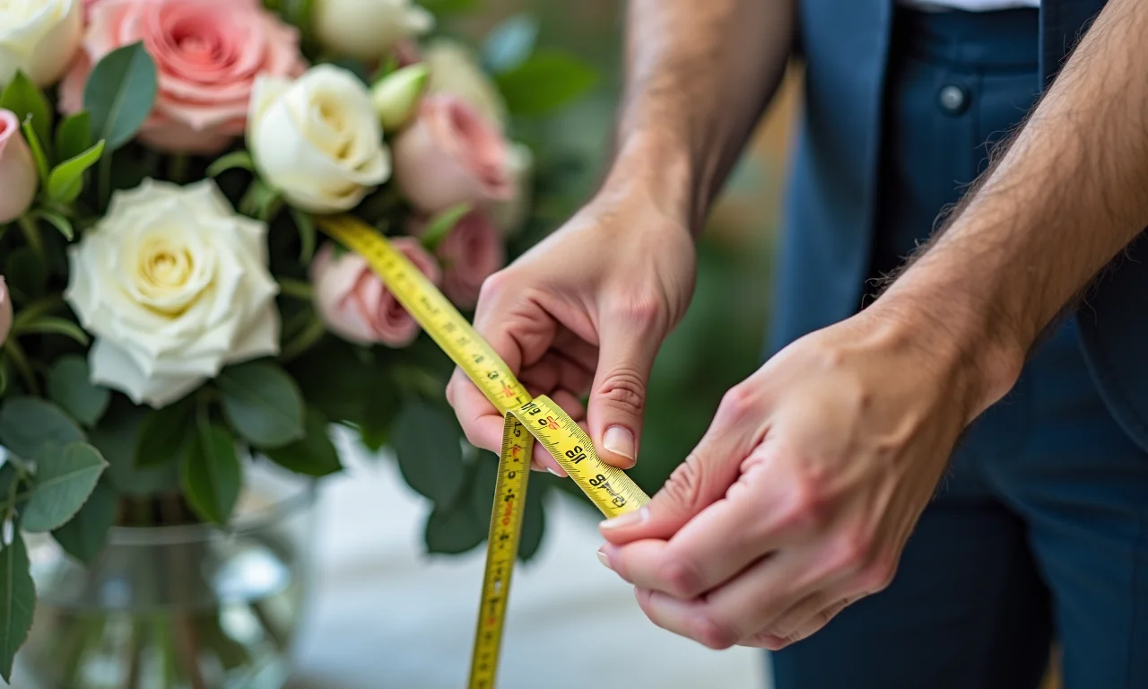 Medindo a altura ideal para arranjo aéreo circular.