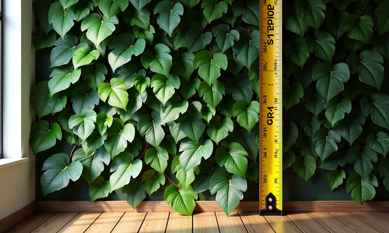 Medindo o tamanho ideal para um painel de folhagens.