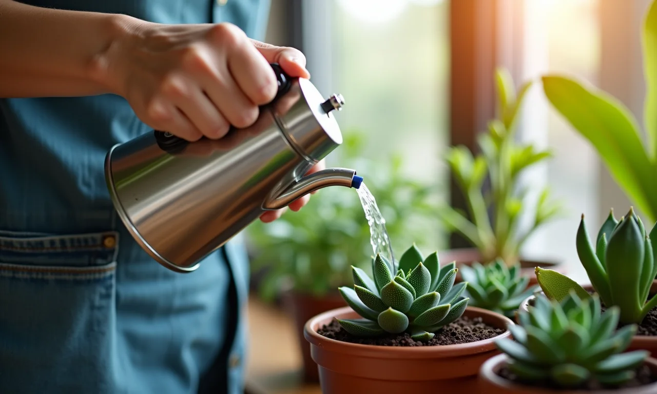 Mulher cuidando de suculentas para o casamento.