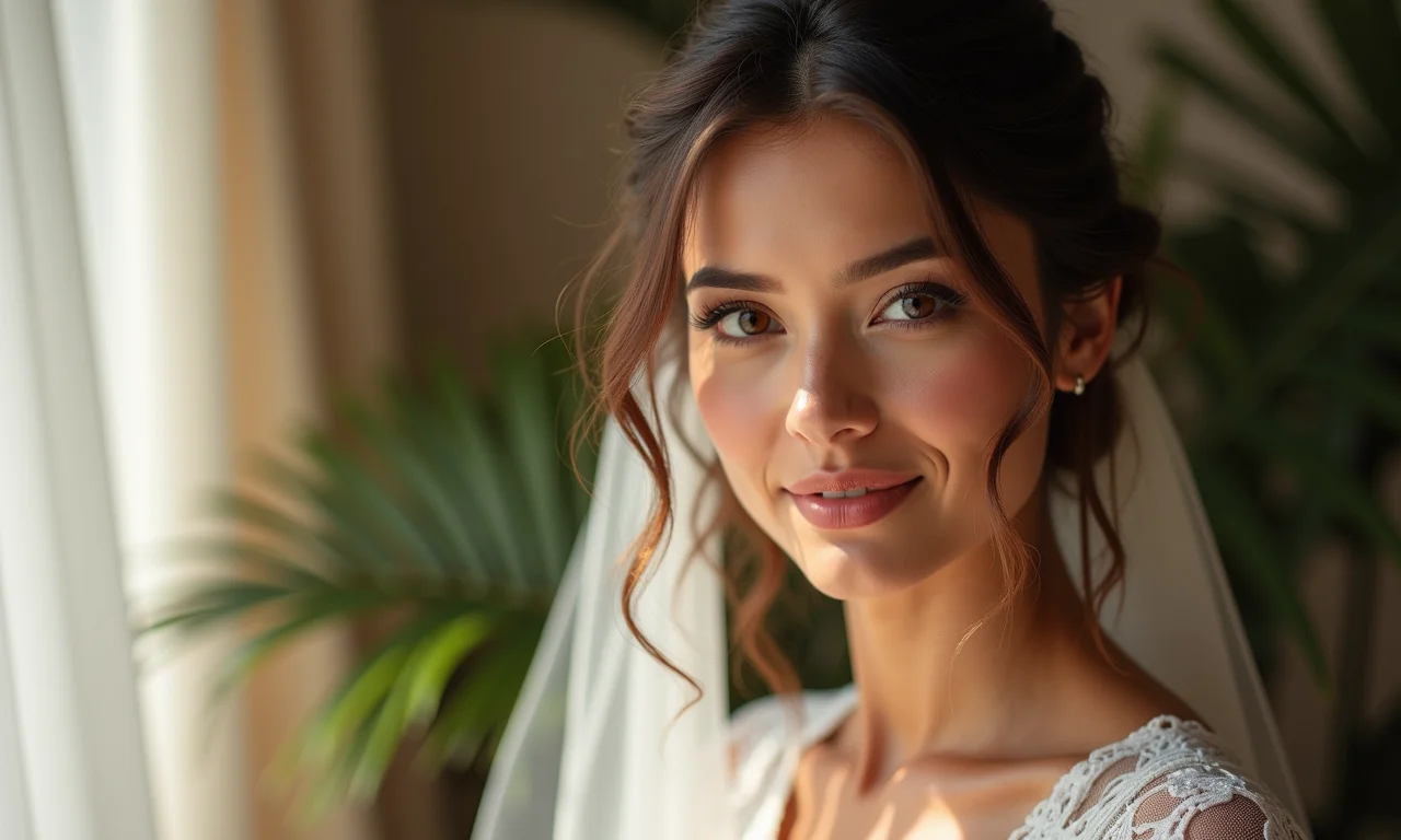 Mulher elegante definindo o estilo do casamento com elementos de decoração brasileiros.