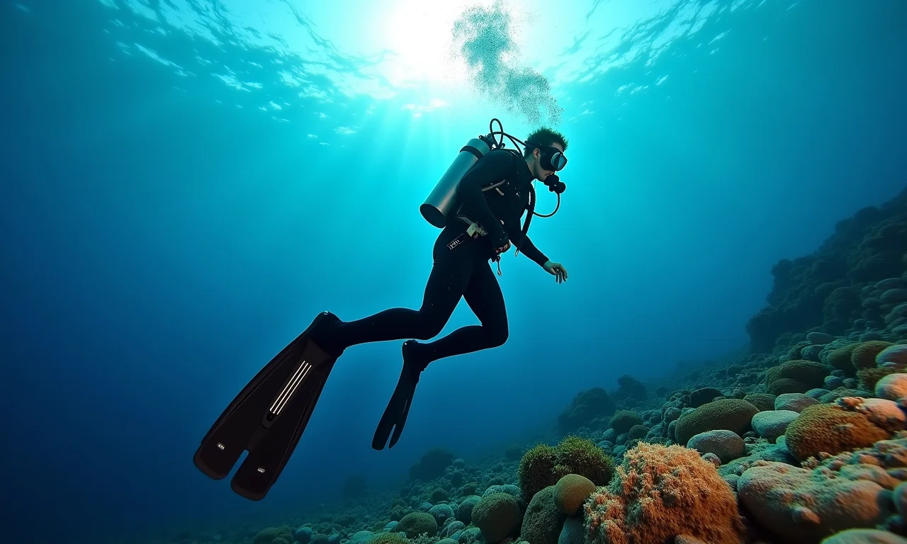 Nadadeiras Mares Avanti Quattro Plus em uso durante mergulho.