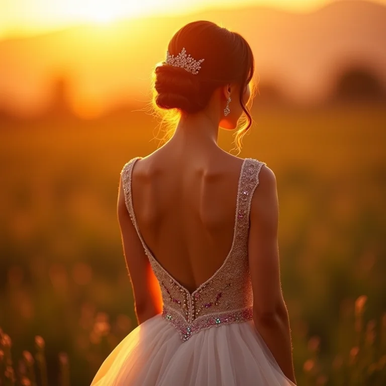 Noiva com vestido bordado com miçangas coloridas na África do Sul.