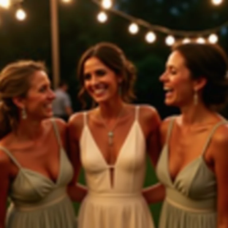 Noiva e madrinhas em casamento no campo