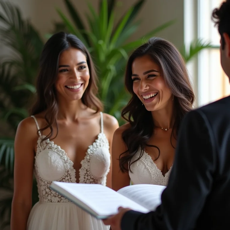 Noiva e maestro do coral conversando sobre a música do casamento