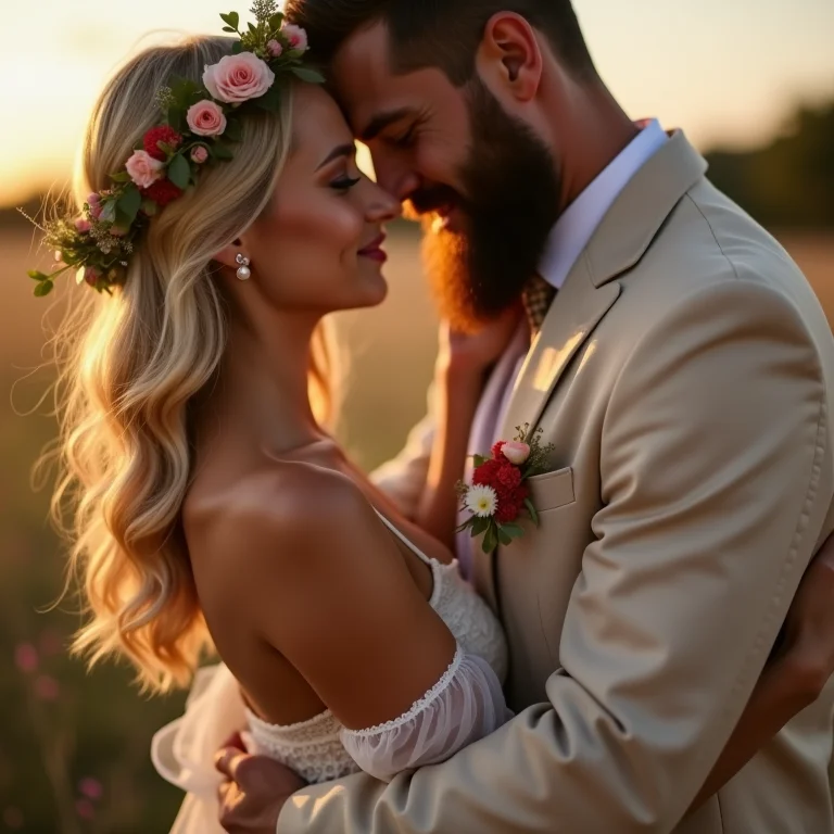 Noiva e noivo em mini wedding com temática boho