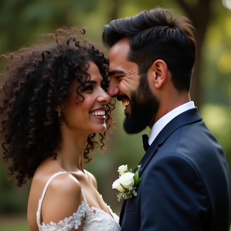 Noiva e noivo rindo durante a cerimônia de casamento em Congonhas