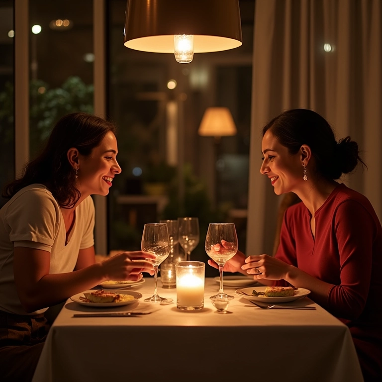 Noivos convidando pais para jantar para alinhar o brinde do casamento.