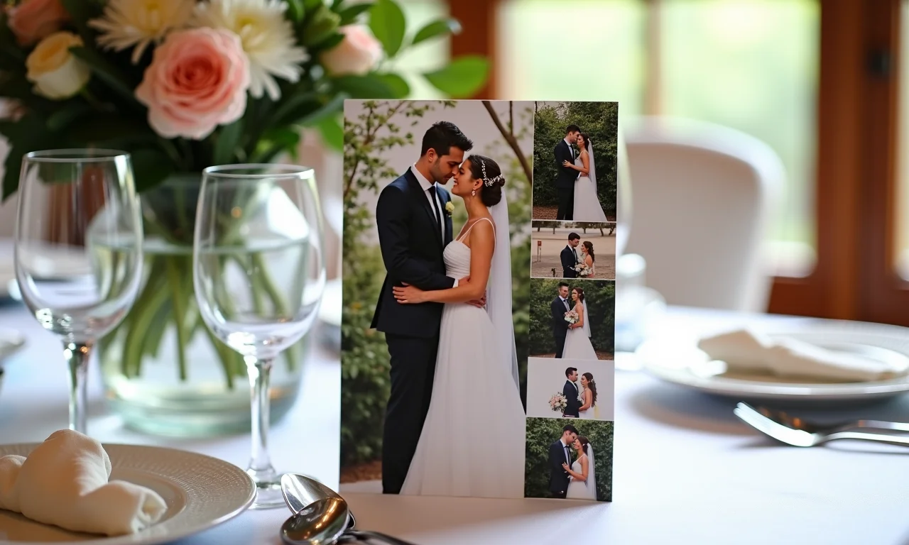 Numeração de mesa com fotos do casal.