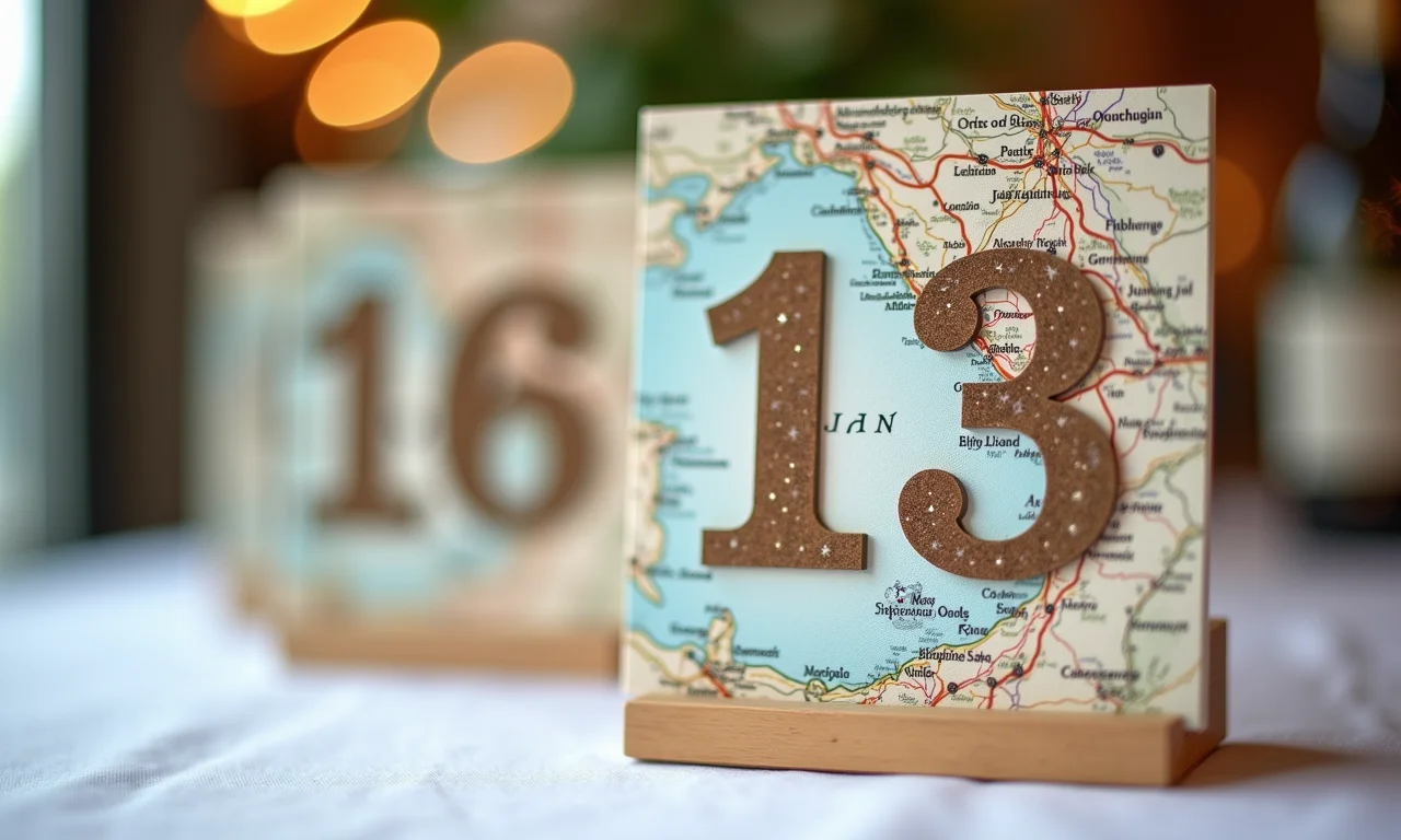 Numeração de mesa com mapa de destino especial.