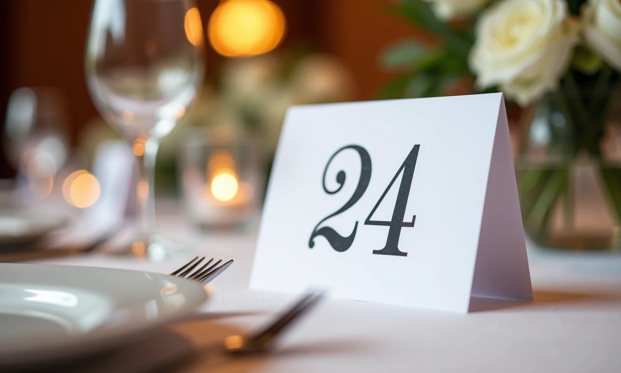Numeração de mesa com marcador de lugar criativo.