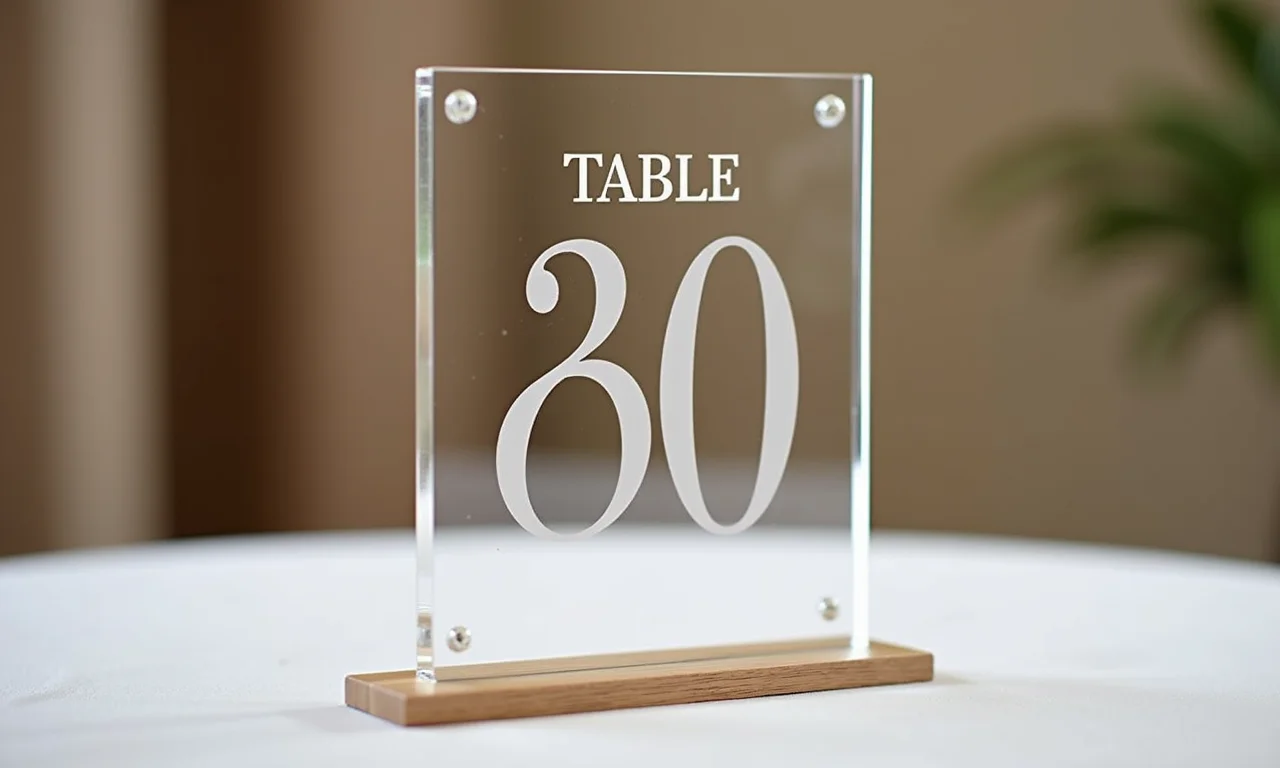 Numeração de mesa em acrílico personalizada.