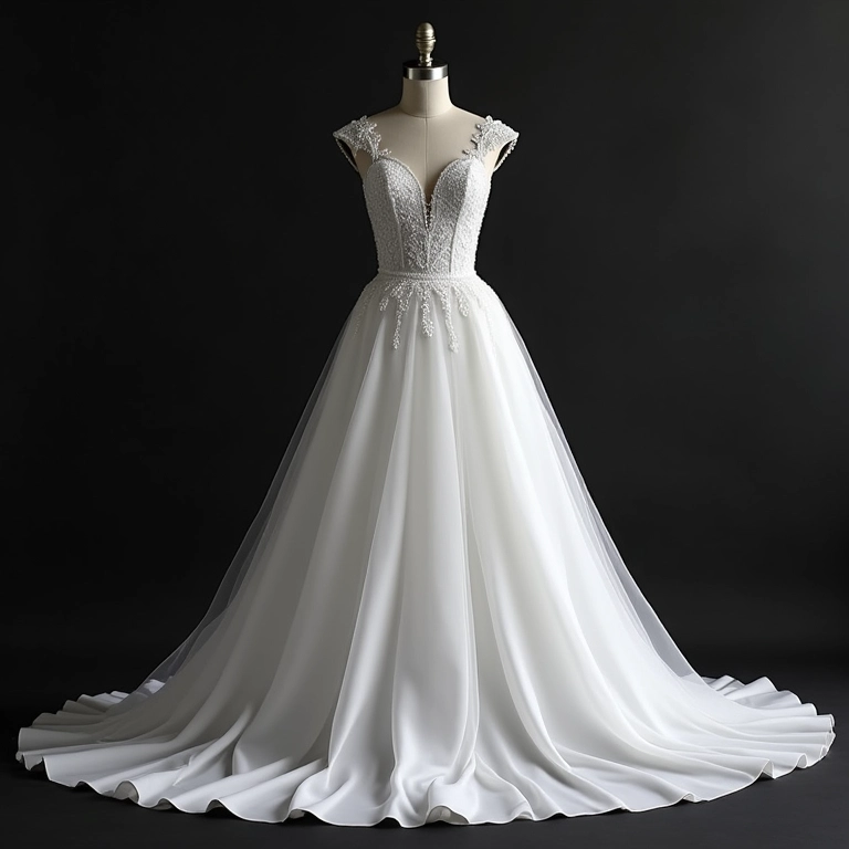 Opções de vestidos de noiva em preto e branco em boutique.