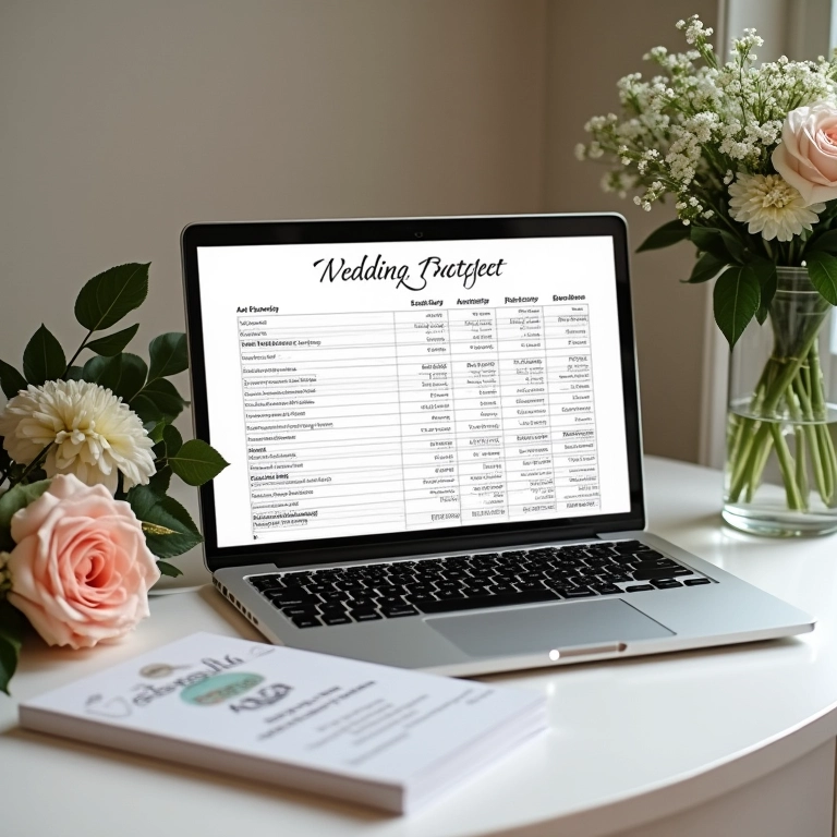 Orçamento de casamento exibido em planilha.