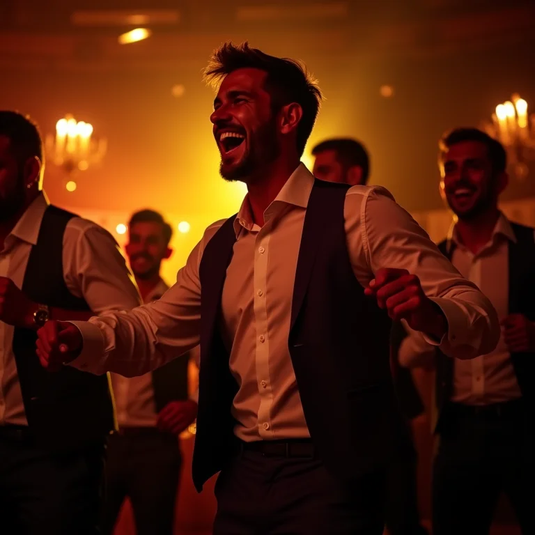 Padrinhos dançando e se divertindo na festa de casamento no Brasil