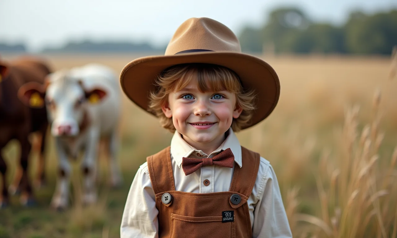 Pajem com roupa campestre em ambiente rural.