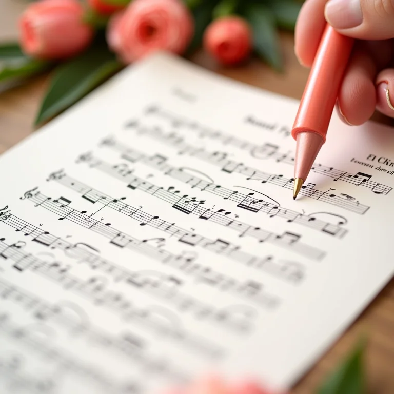 Partitura com letra de música personalizada para o casamento
