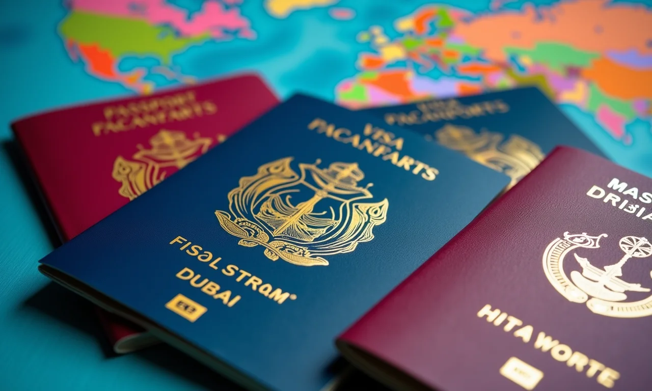 Passaportes com vistos de Dubai e Maldivas.