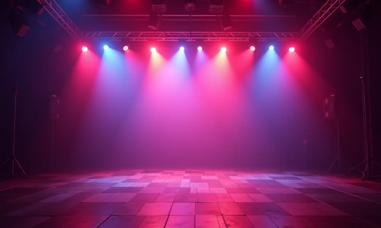 Pista de dança com design de iluminação dinâmica e atmosfera energética.