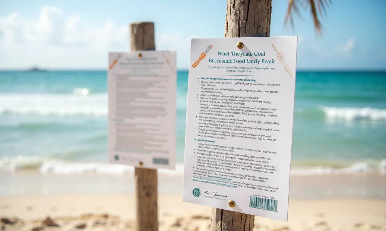 Placas indicando informações sobre permissão para casamento na praia, documentação necessária.
