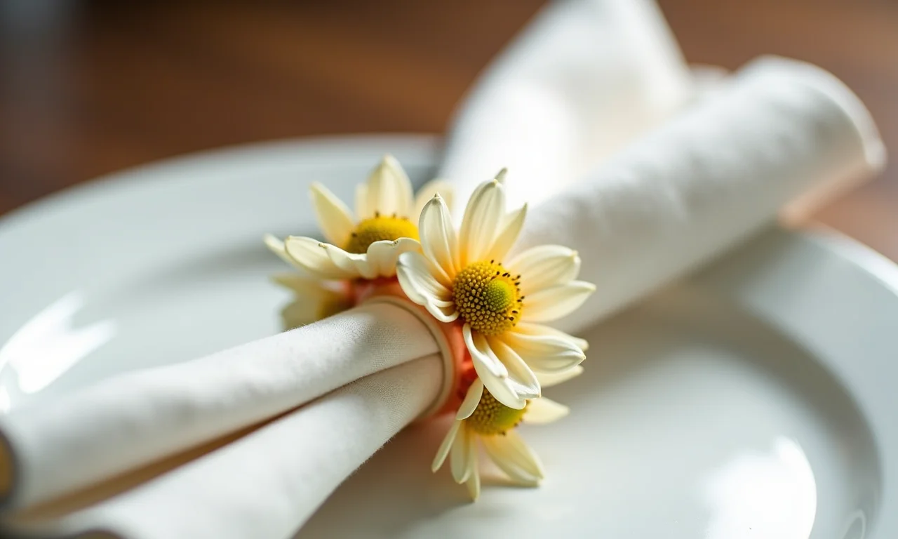 Porta-guardanapo com flor única.