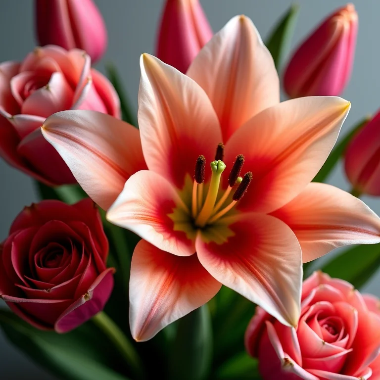 Seleção de flores nobres para arranjos altos