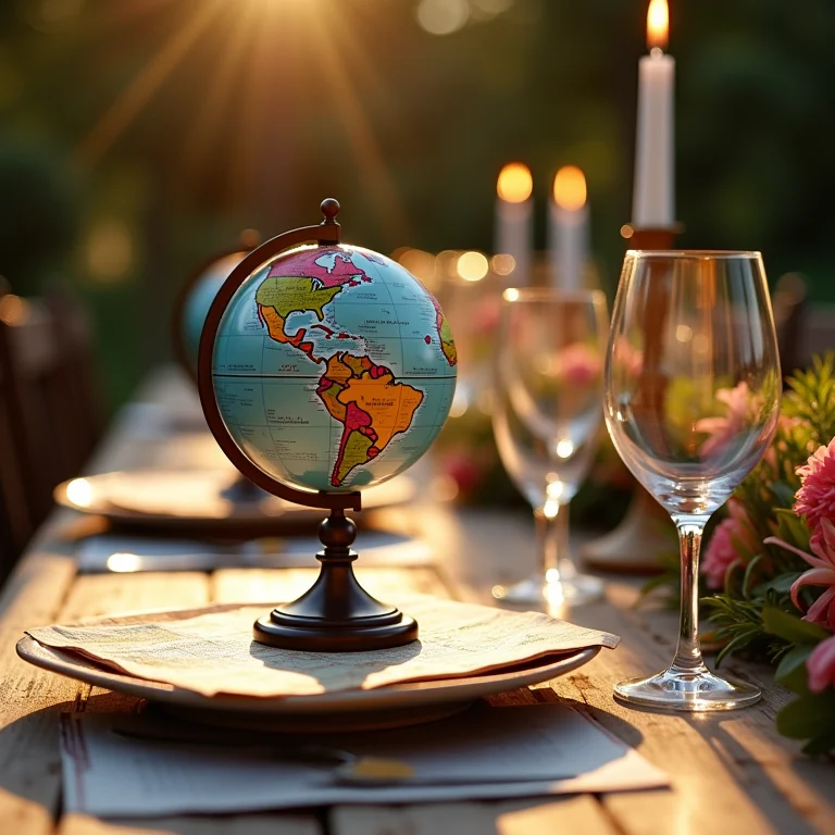 Sousplats temáticos de viagem em casamento