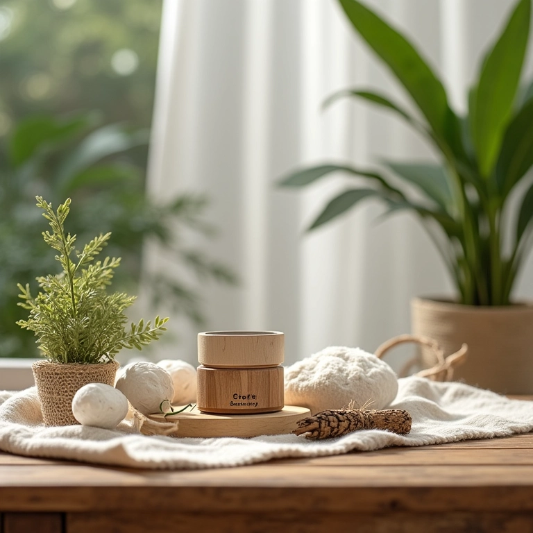 Tabela de materiais sustentáveis: bambu, madeira reciclada, algodão orgânico.