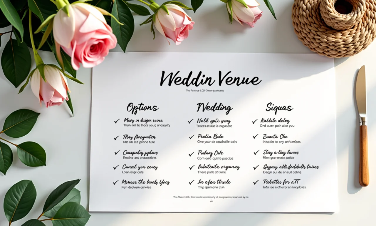 Tabela resumo com informações sobre locais para casamento intimista.