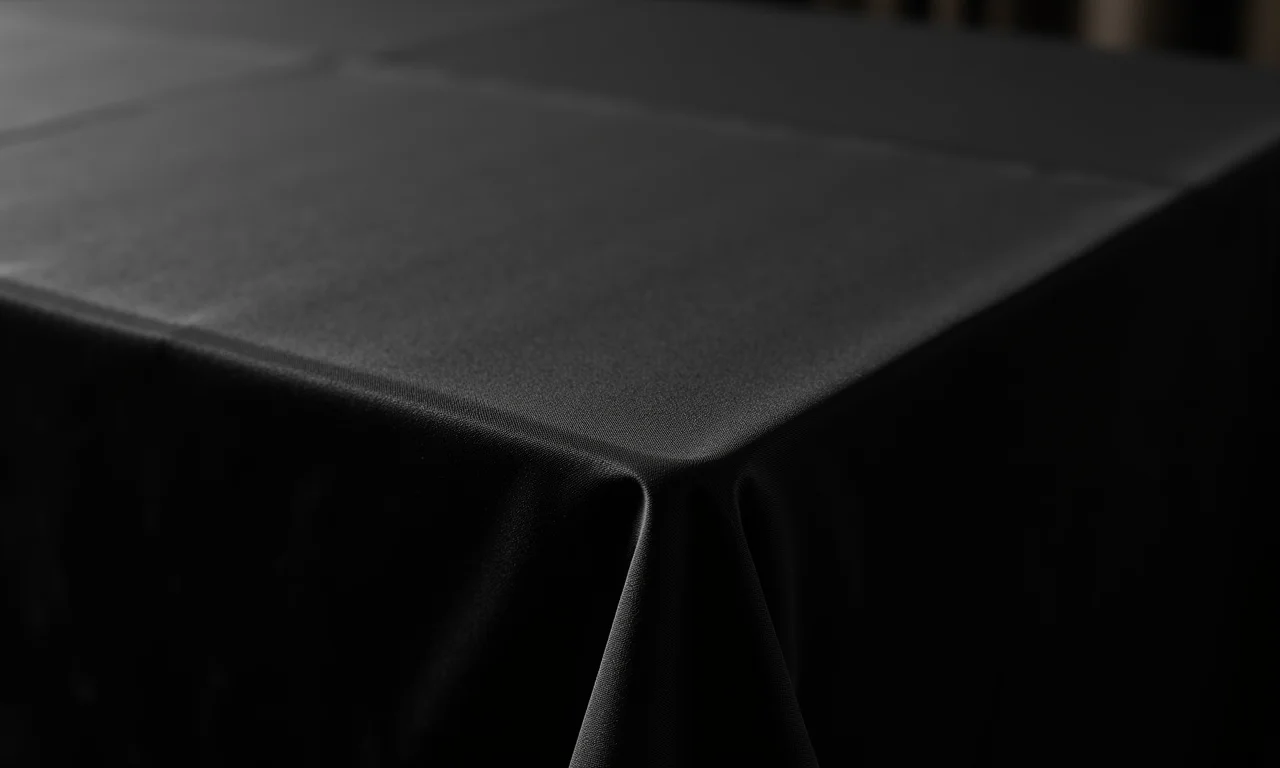 Toalha de mesa de veludo preto em uma recepção de casamento elegante.