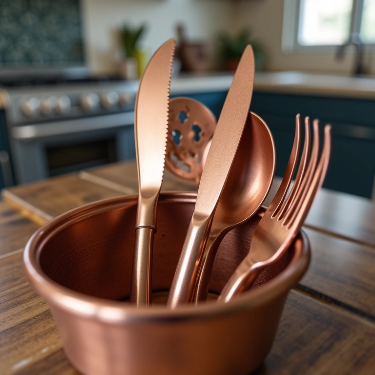 Verificando se os talheres de cobre podem ser lavados na máquina de lavar louça.