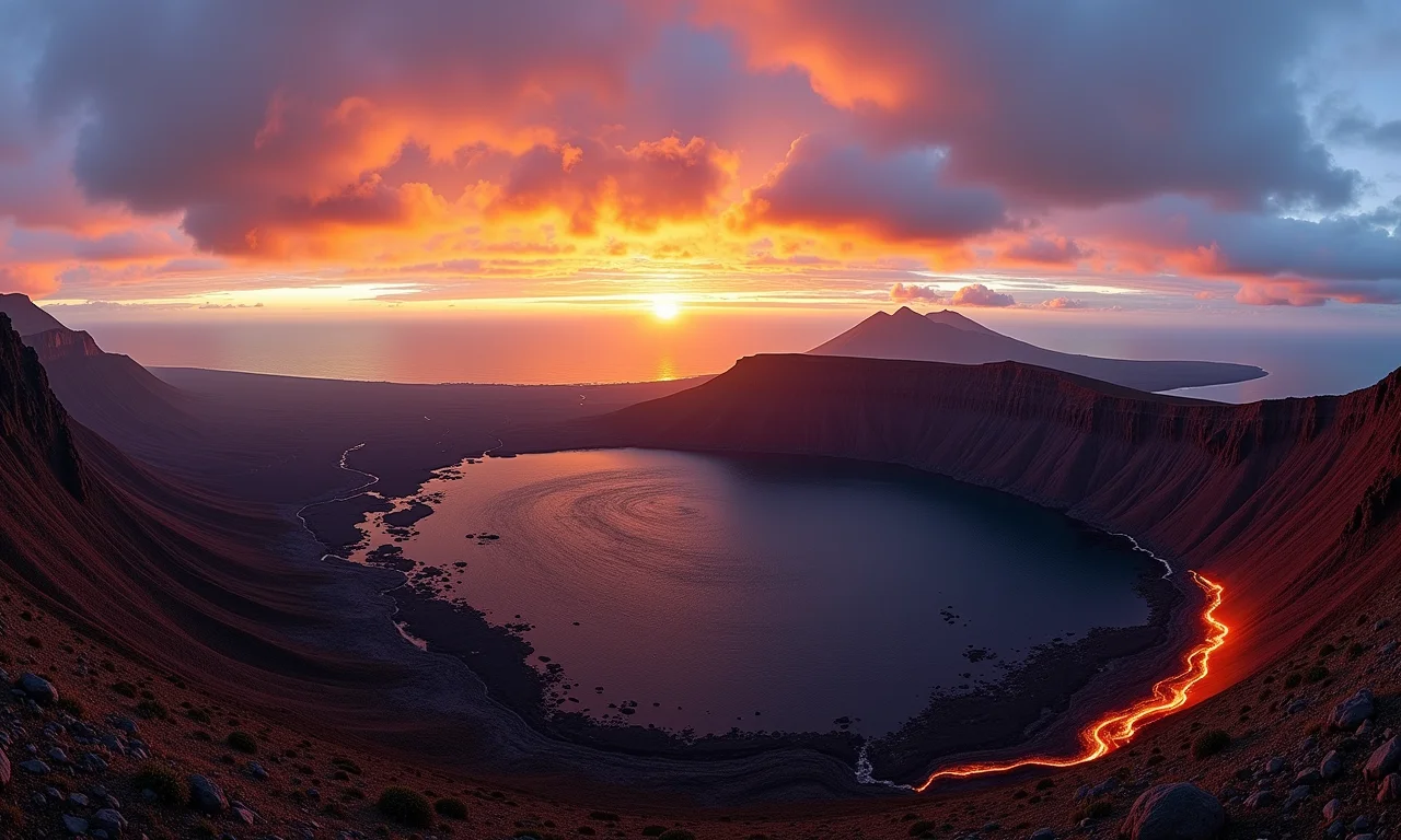 Vista panorâmica do Parque Nacional dos Vulcões do Havaí ao amanhecer.
