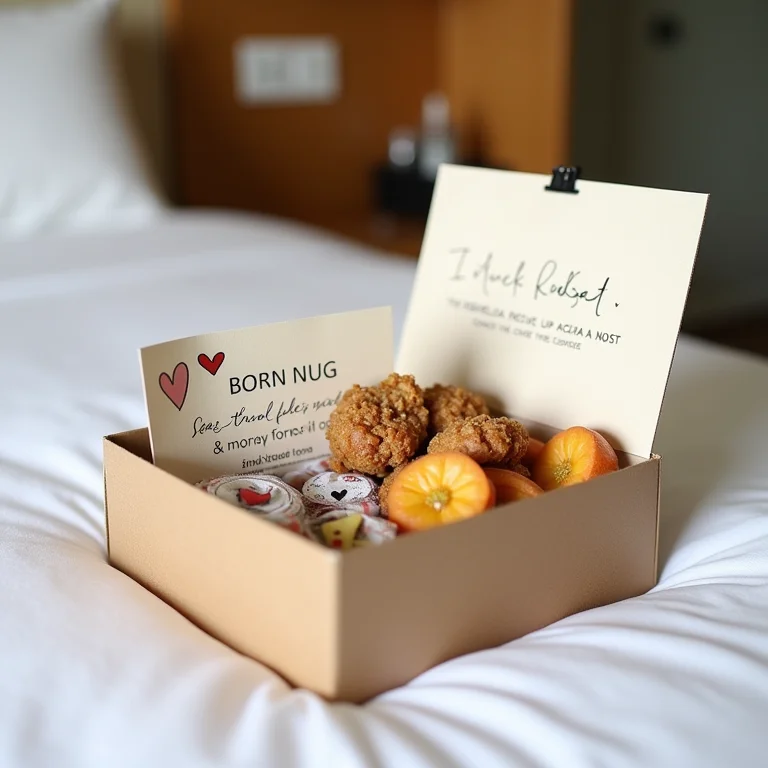 Welcome kit personalizado com mimos brasileiros e bilhete para convidados