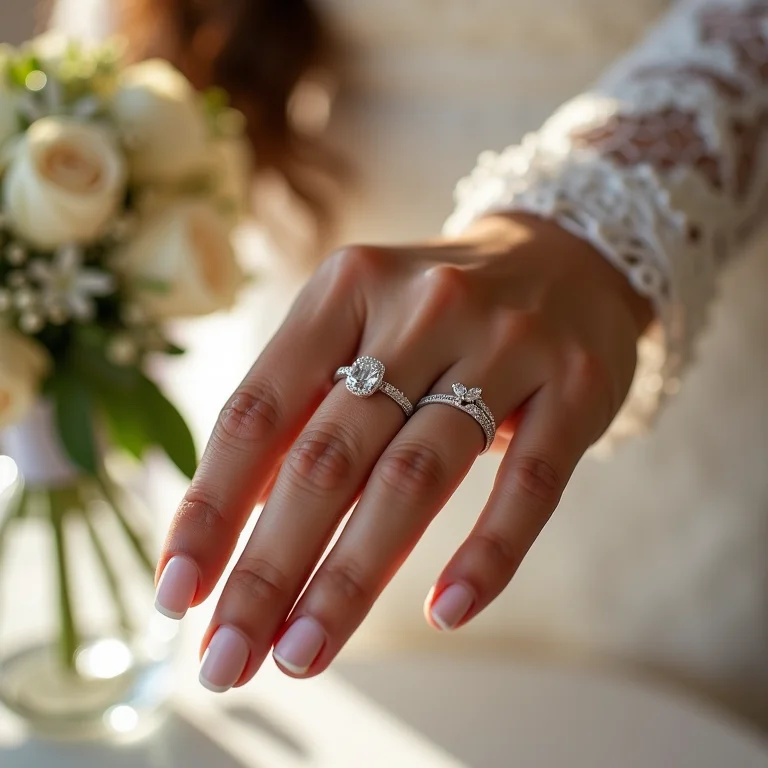 Anel de noivado com zircônia e aliança