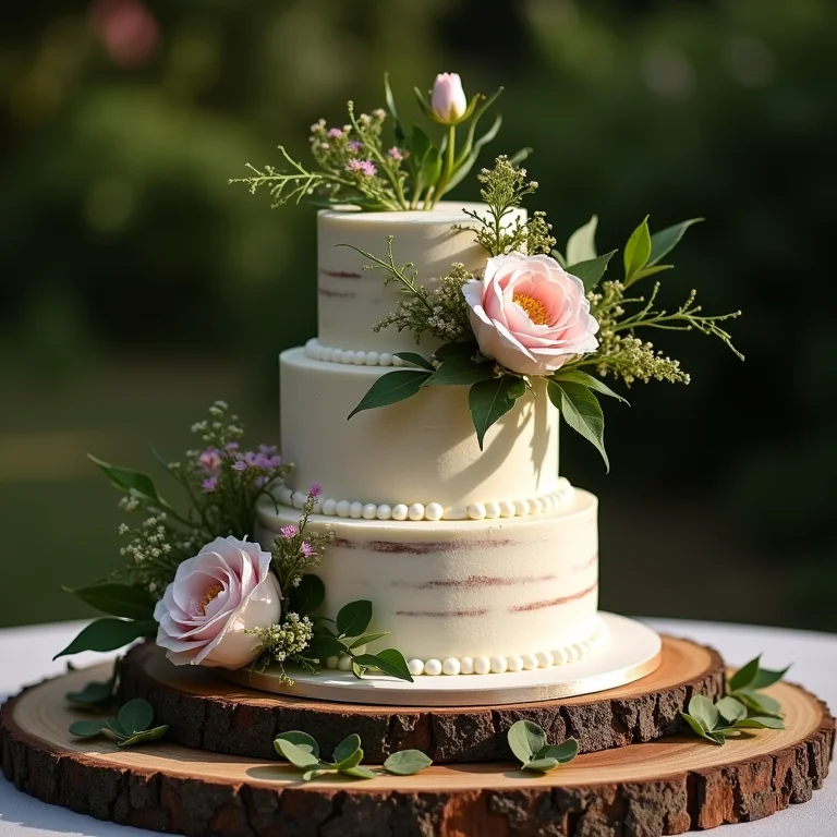 Bolo de casamento decorado com flores em Resplendor, Minas Gerais