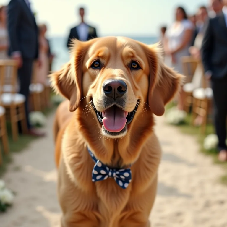 Cachorro levando as alianças no casamento