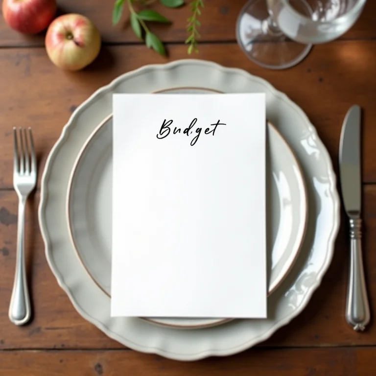 Caderno de orçamento de casamento com sousplat de prata