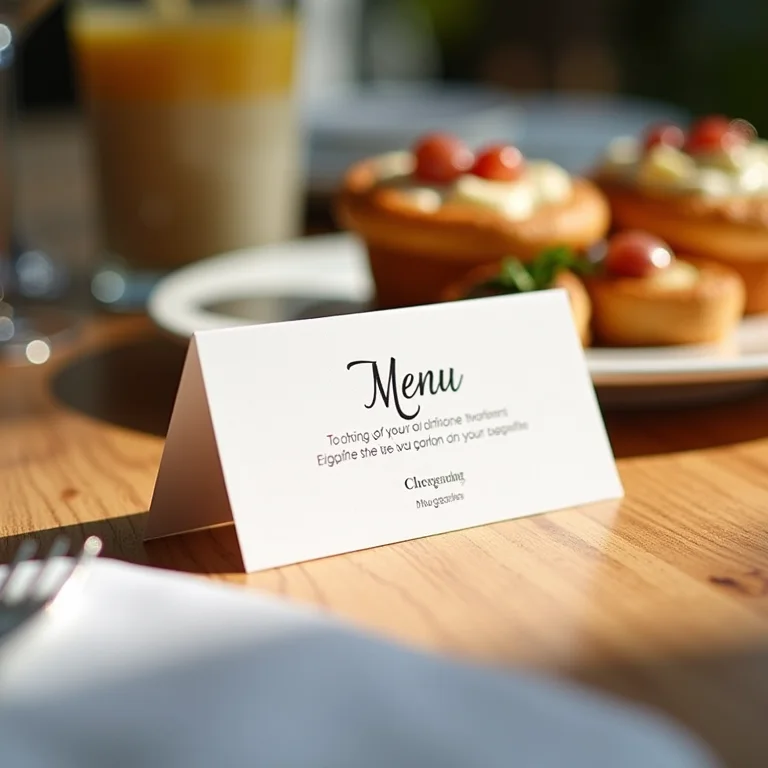 Cardápio personalizado de café da manhã para casamento em hotel.