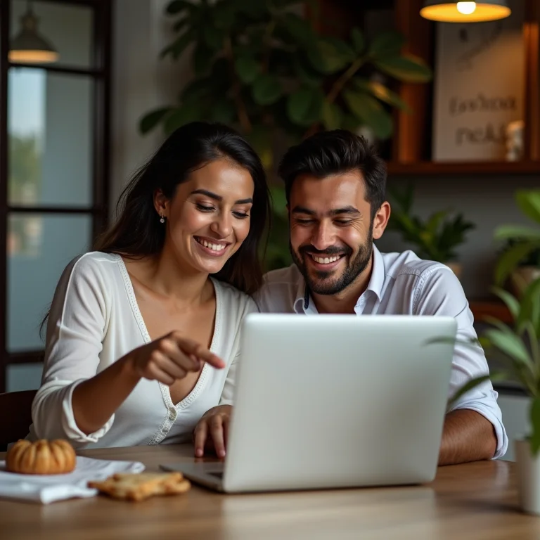 Casal comprando sousplats online