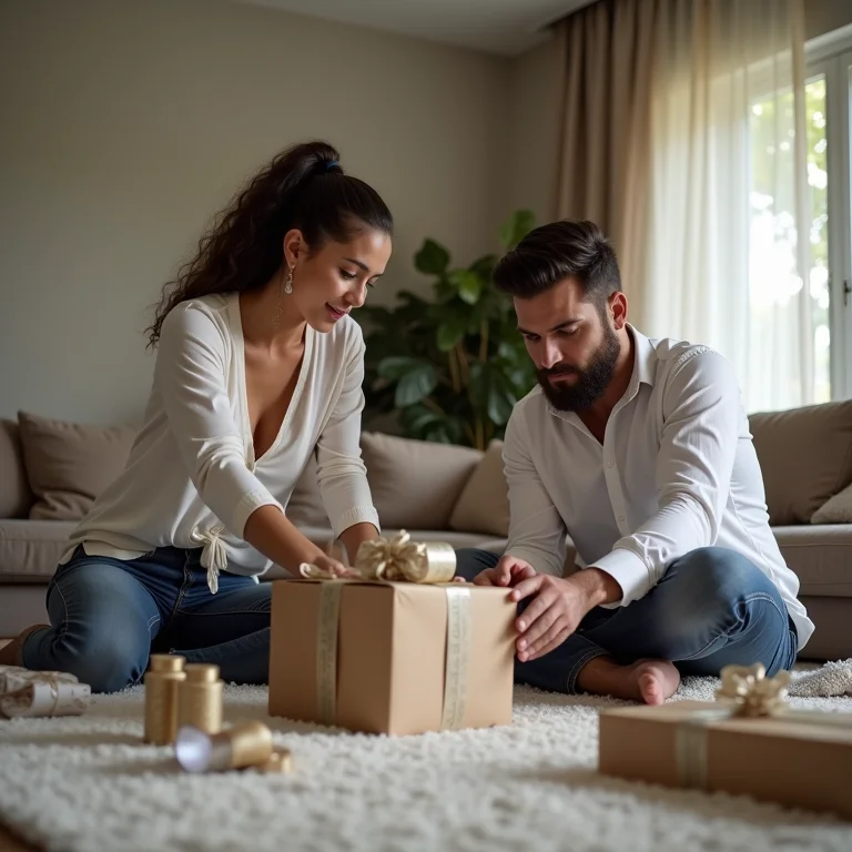 Casal diverso tentando montar um móvel moderno
