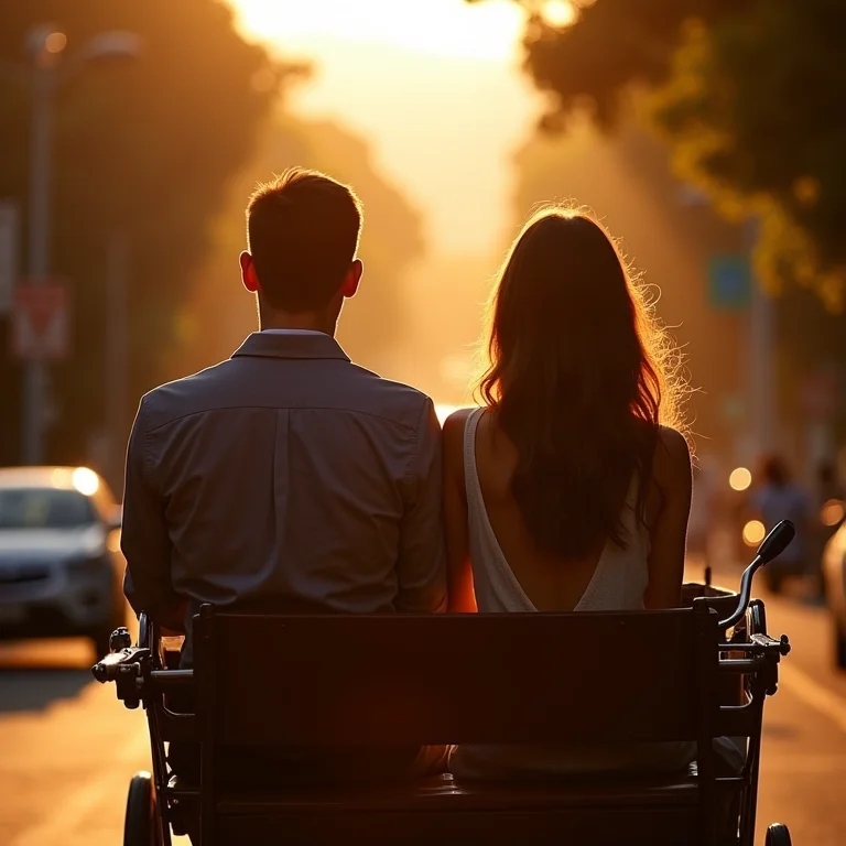 Casal em um passeio romântico de charrete em Gramado.