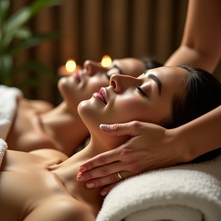 Casal relaxando em um spa em Gramado.