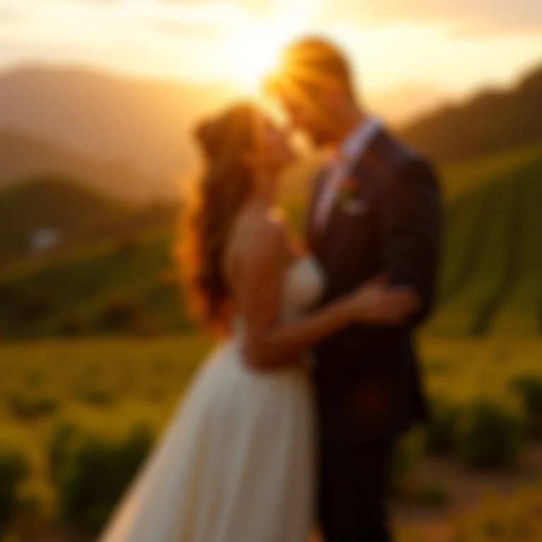 Casal se abraçando ao pôr do sol no Refúgio da Serra, Taquara, RS