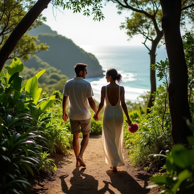 Casal trilhando para a Praia de Lopes Mendes em Ilha Grande