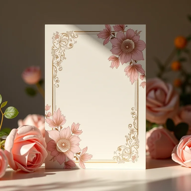 Convite de casamento elegante com elementos gráficos sutis.