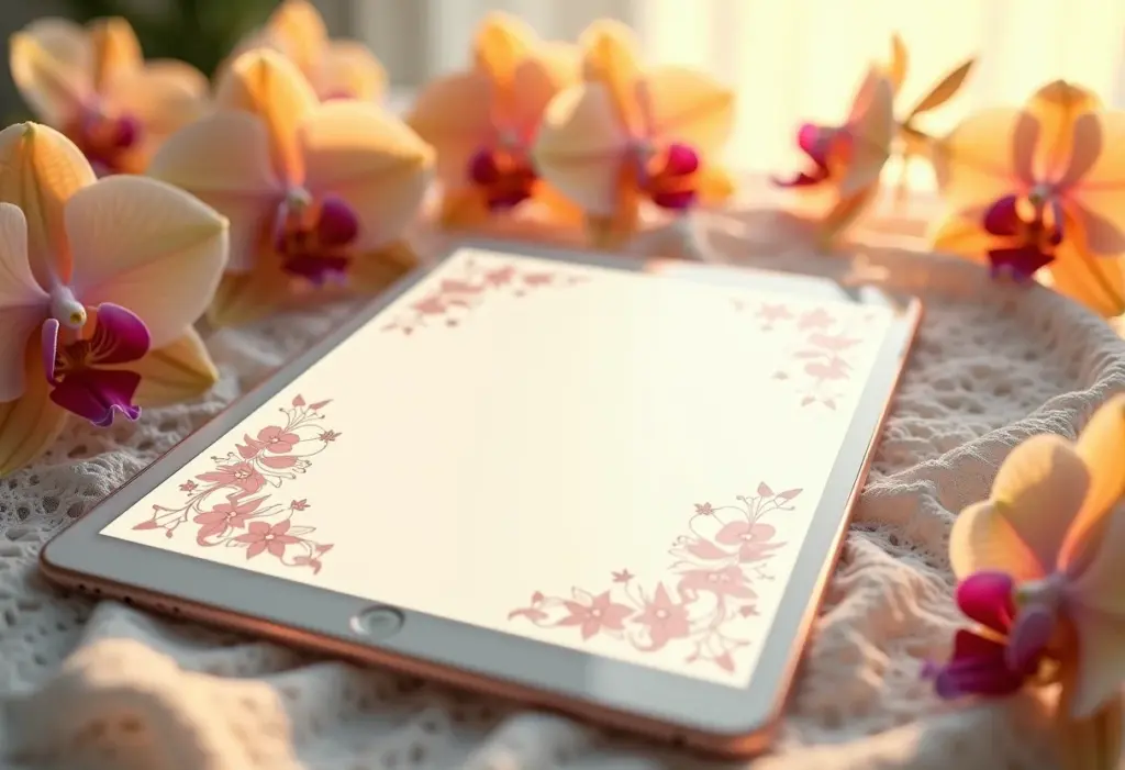 Convite de casamento virtual com orquídeas