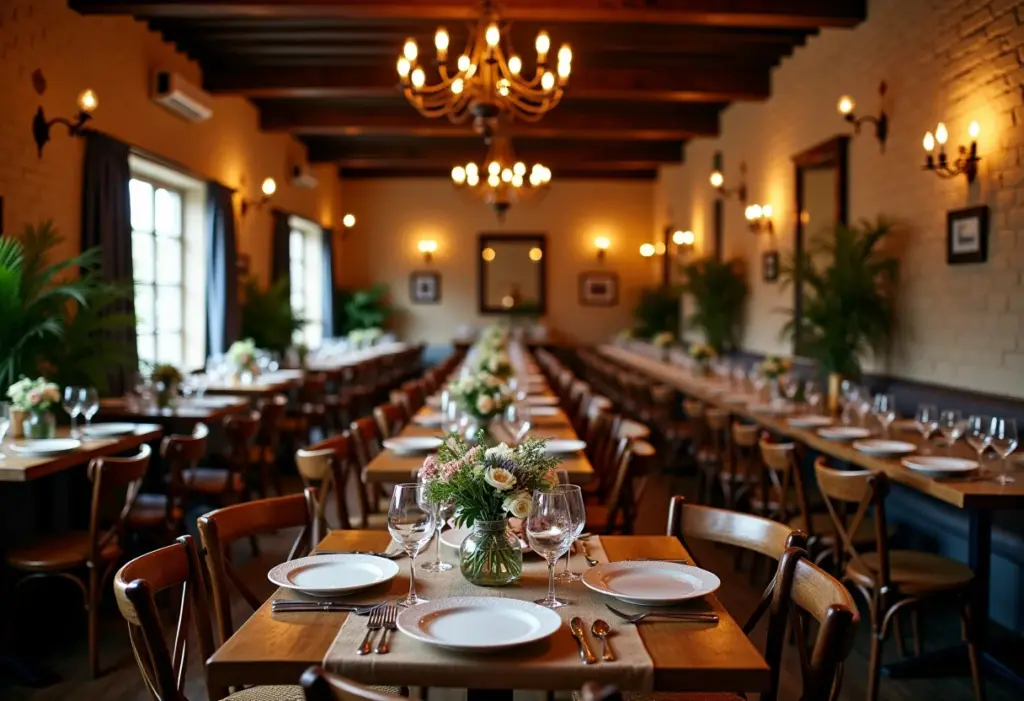 Decoração aconchegante e romântica para casamento em bistrô.