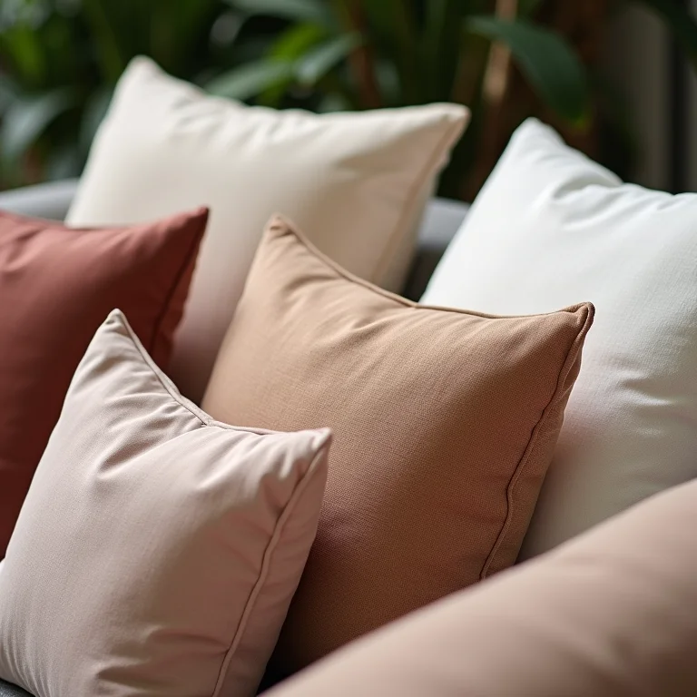 Detalhe de almofadas de diferentes gramaturas em casamento.